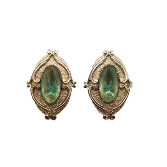 Whiting & Davis Vintage Gem Clip On Earrings - Picture 1 of 5